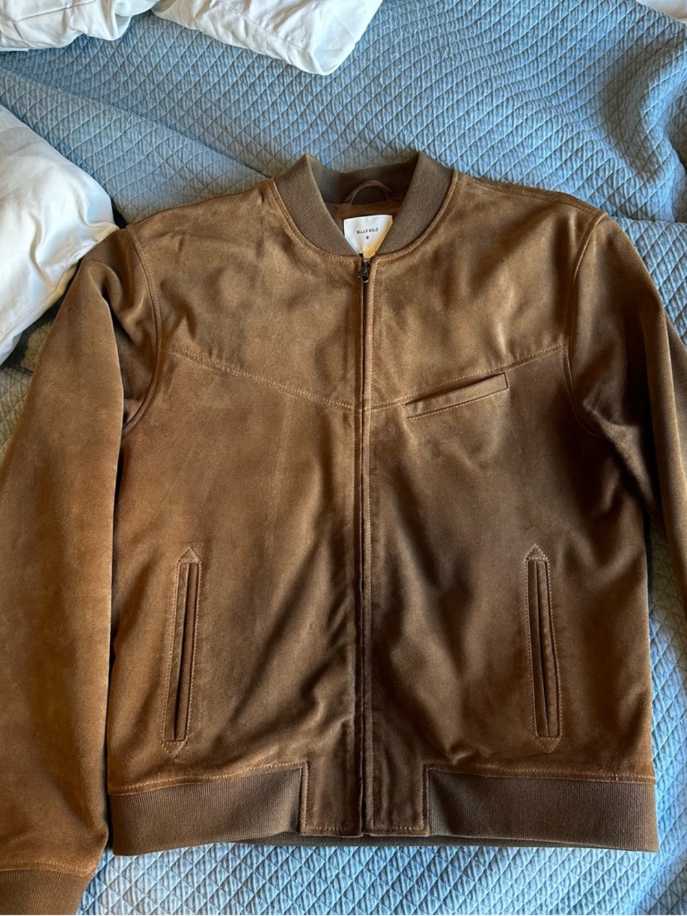 Billy Reid Suede Bomber Jacket - Brown